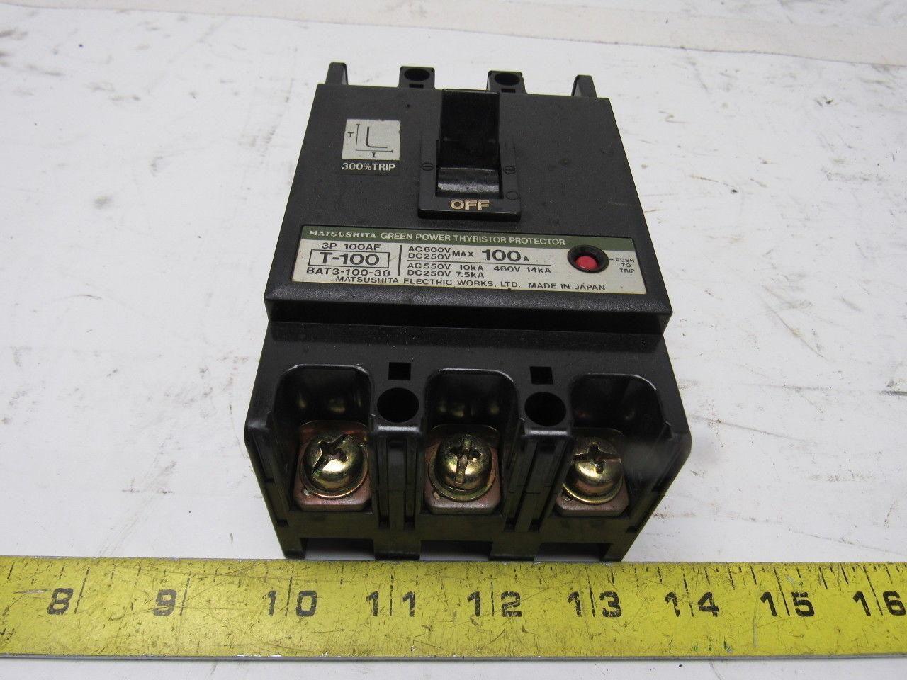Matsushita T-100 600VAC 250VDC 100A Thyristor Circuit Breaker