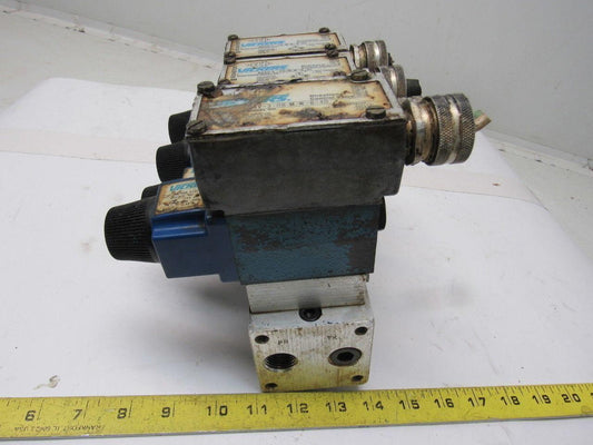 Vickers DG4V-3-2A-M-W-B-40 4/2 Single Solenoid 110V Coil 4 Valve Bank Manifold
