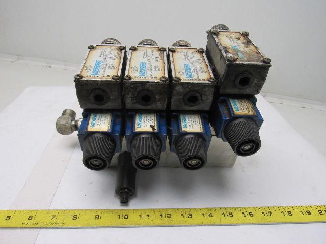 Vickers DG4V-3-2A-M-W-B-40 4/2 Single Solenoid 110V Coil 4 Valve Bank Manifold