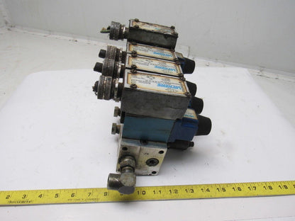 Vickers DG4V-3-2A-M-W-B-40 4/2 Single Solenoid 110V Coil 4 Valve Bank Manifold