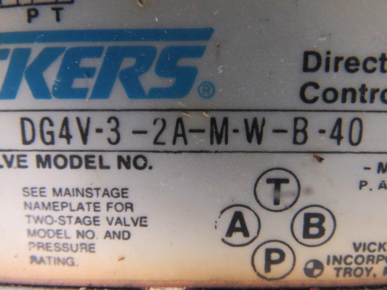 Vickers DG4V-3-2A-M-W-B-40 4/2 Single Solenoid 110V Coil 4 Valve Bank Manifold