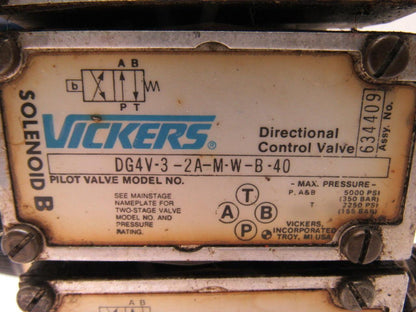 Vickers DG4V-3-2A-M-W-B-40 4/2 Single Solenoid 110V Coil 4 Valve Bank Manifold