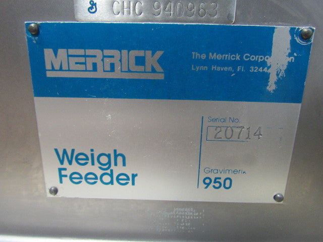 Merrick 950 Stainless Food Grade Weigh Feeder Belt Scale Conveyor Grav ...