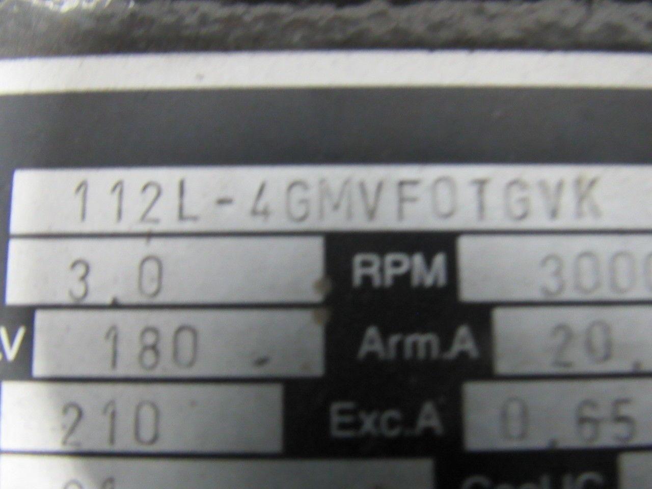 112L-4GMVF0TGVK 180arm/210exc VDC 3000RPM 3.0kW DC Motor Pump W/ 460V Brake