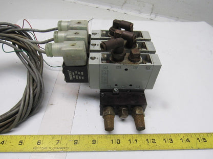 Numatics L23BA452B000061 2/4 Way Single Solenoid Valve Bank Manifold 24VDC Coil
