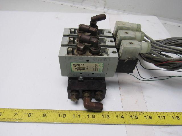 Numatics L23BA452B000061 2/4 Way Single Solenoid Valve Bank Manifold 24VDC Coil