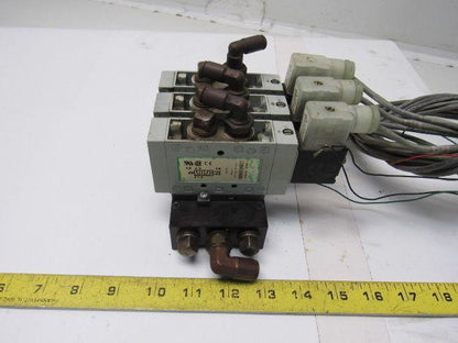 Numatics L23BA452B000061 2/4 Way Single Solenoid Valve Bank Manifold 24VDC Coil