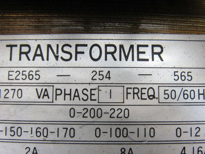 Gomi E2565-254-565 200/220V Pri 150-180/100-110 50/60Hz  1270KV Trans Former