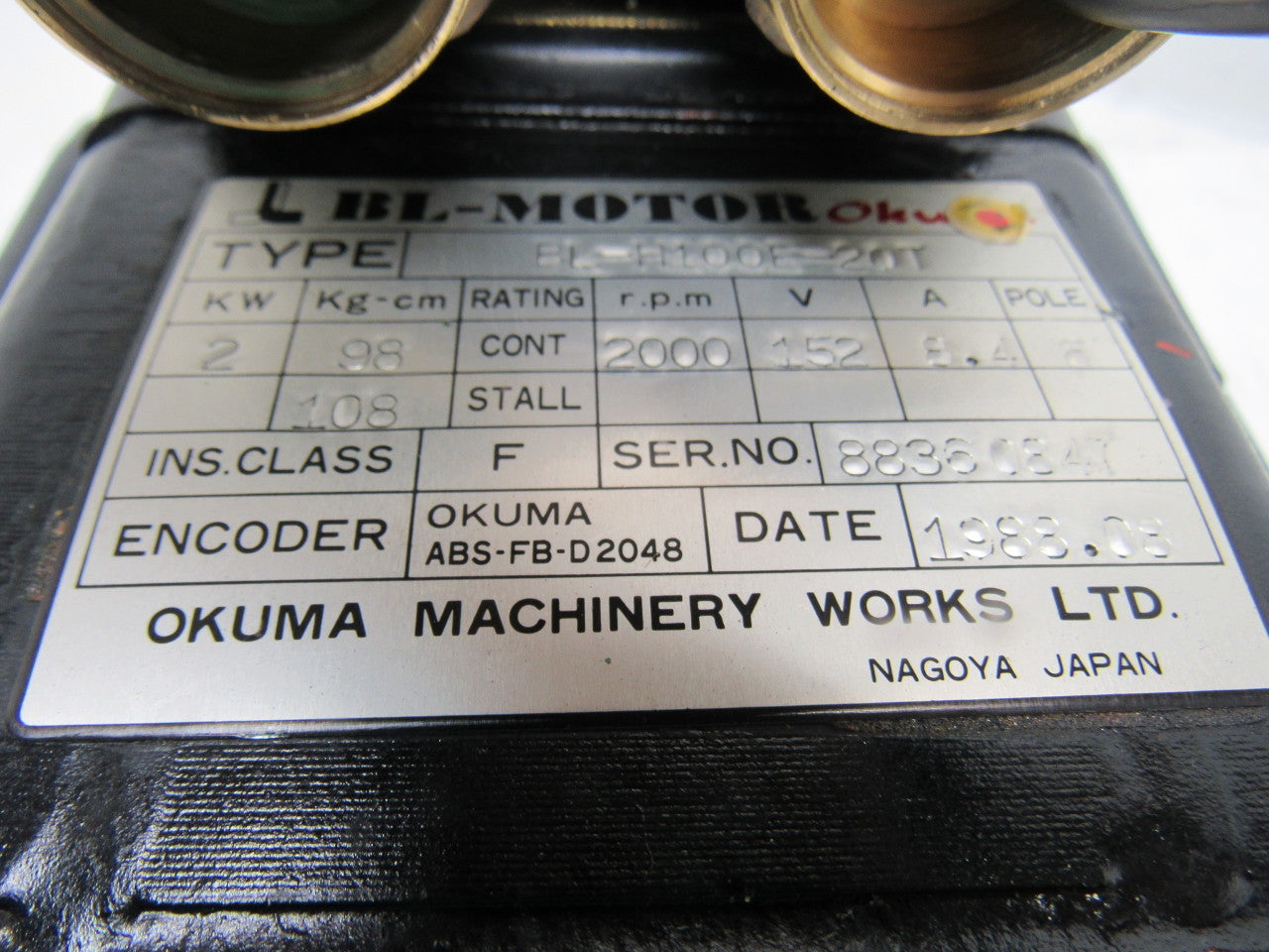 Okuma BL Motor BL-H100E-20T Servo Motor 2kw 2000 RPM 6P 8.4A 152V OSP Encoder