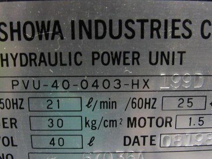 Showa PVU-40-0403-HX199D Hydraulic Unit W/Oil Cooler Okuma LC20-2ST CNC Lathe