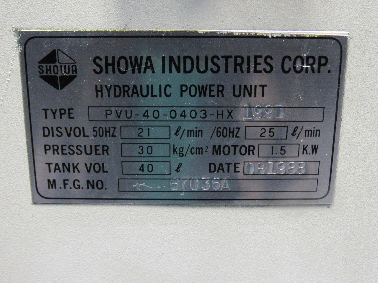 Showa PVU-40-0403-HX199D Hydraulic Unit W/Oil Cooler Okuma LC20-2ST CNC Lathe