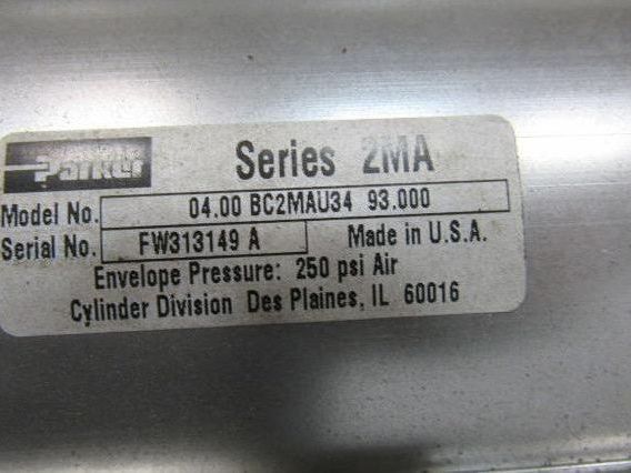Parker 04.00 BC2MAU34 93.00 Pneumatic Air Cylinder 4" Bore 93" Stroke 250 PSI