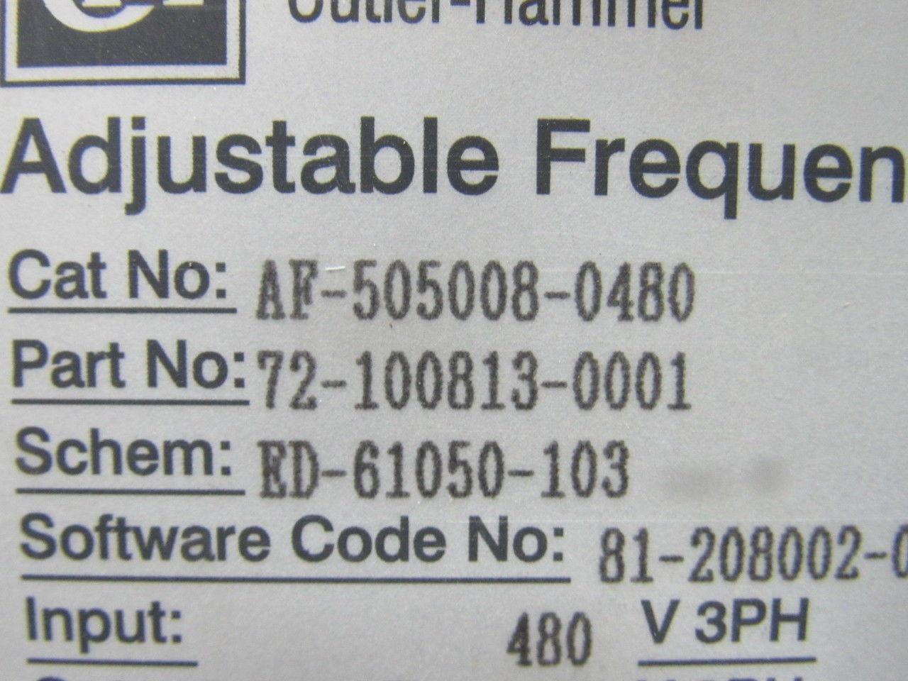 Cutler Hammer Cat# AF-505008-0480 AF5000+ 50 Hp Adjustable Frequency AC Drive
