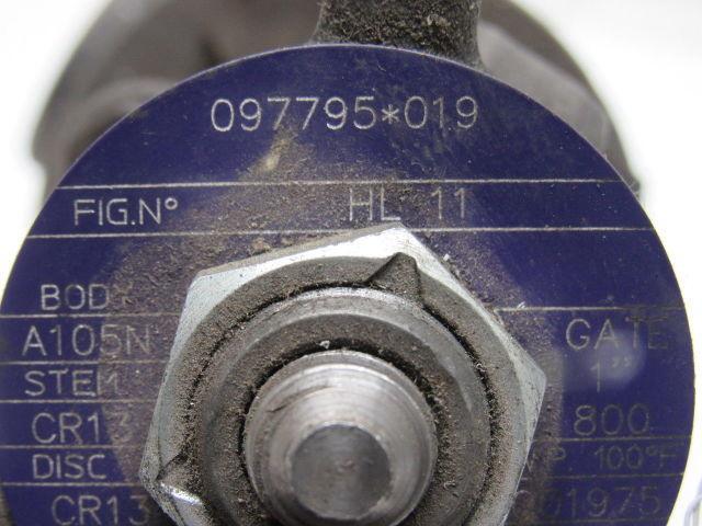 Bonney Forge HL11 1" Socket Weld Gate Valve 800 WP
