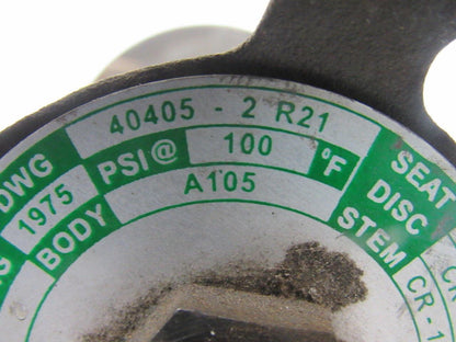 Flowserve SW12111 40405-2 R21 1" Socket Weld 800# Gate Valve