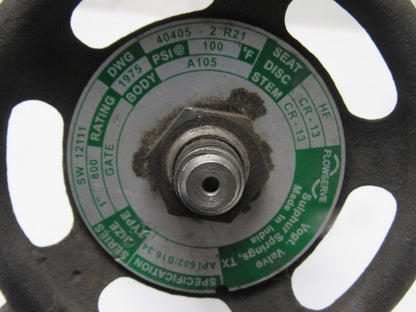 Flowserve SW12111 40405-2 R21 1" Socket Weld 800# Gate Valve