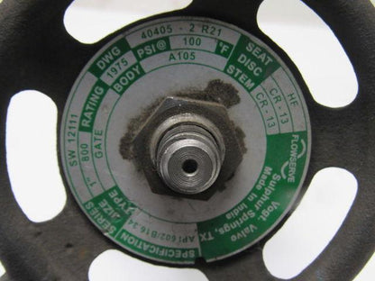 Flowserve SW12111 40405-2 R21 1" Socket Weld 800# Gate Valve