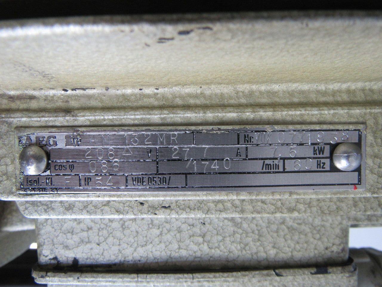 AEG Truninger AM 132MR QT33-012 10Hp 7.5kW 1740RPM 208V Hydraulic Pump 320 Bar