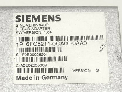 Siemens 6FC5211-0CA00-0AA0 Ver G Sinumerik 840D Bitbus Adapter Module SW 1.04