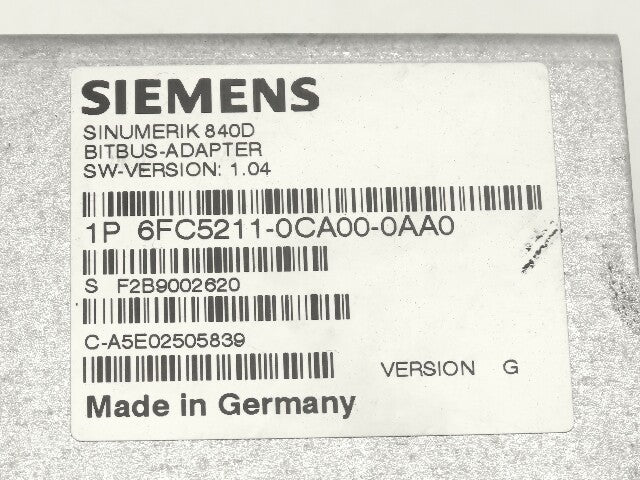 Siemens 6FC5211-0CA00-0AA0 Ver G Sinumerik 840D Bitbus Adapter Module SW 1.04