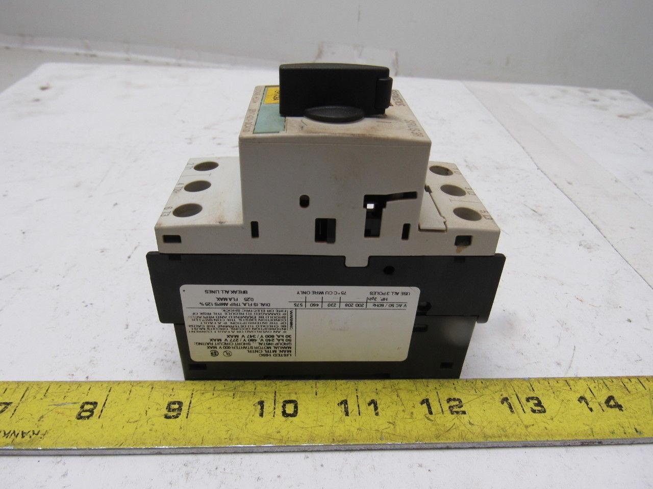 Siemens 3RV1421-0CA10 3 Pole SO 690V Max 0.18-0.25A Trip Range Manual Starter