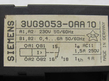 Siemens 3UG9053-0AA10 230V 50/60Hz Solid State Relay Off Delay 0.2-3Sec