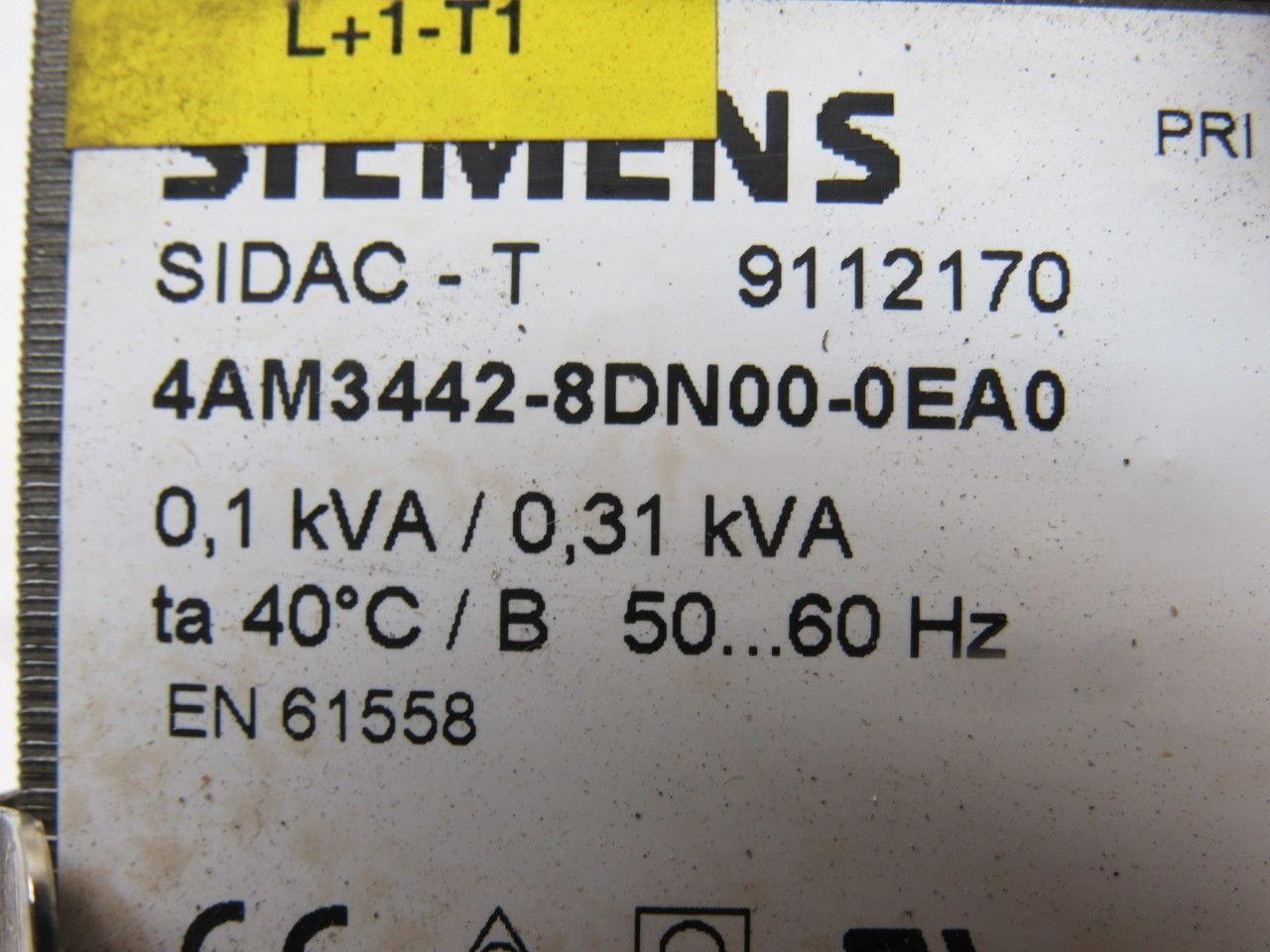 Siemens 4AM3442-8DN00-0EA0 208-550V Pri 24V Sec 50/60Hz 0.1/0.31kVA Transformer