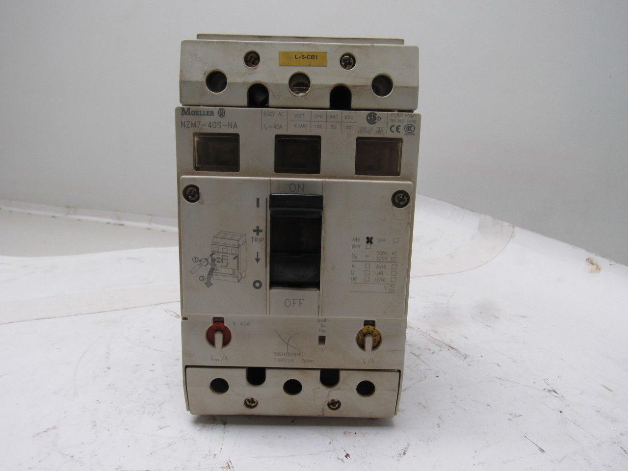 Moeller NZM7-40S-NA 600V 150A 40A Trip Circuit Breaker Disconnect