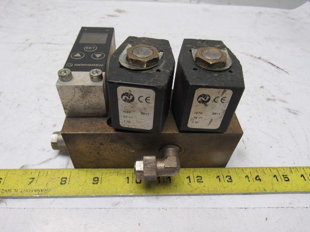 Norgren 9521663381102400 Solenoid Operated Valve Manifold Pressure Sensor 24V