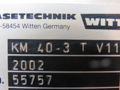 Witt Gasetechnik KM 40.3 Trumpf 3 Part Gas Mixing Manifold N2 CO2 HE 24V Coil
