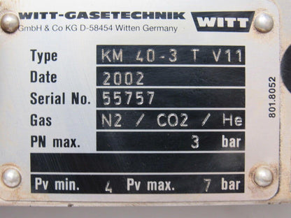 Witt Gasetechnik KM 40.3 Trumpf 3 Part Gas Mixing Manifold N2 CO2 HE 24V Coil