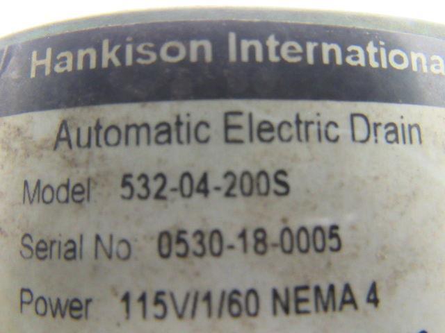 Hankison 532-04-200S 200PSI 115V Automatic Drain Valve 1/2" Ports