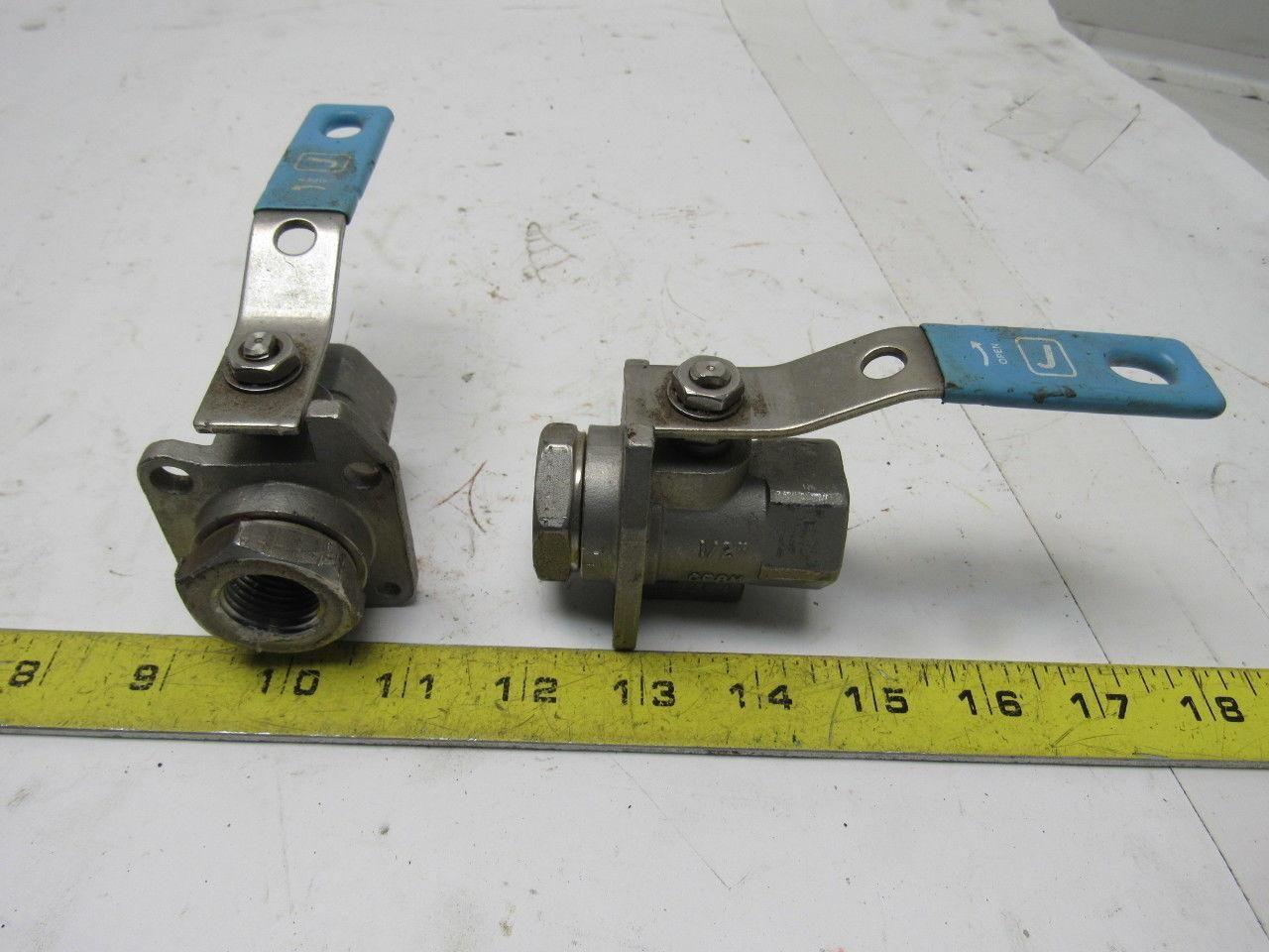 J Flow Controls 1/2" CF8M Stainless Steel Ball Valve 2000 CWP Lot Of 2