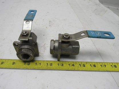J Flow Controls 1/2" CF8M Stainless Steel Ball Valve 2000 CWP Lot Of 2