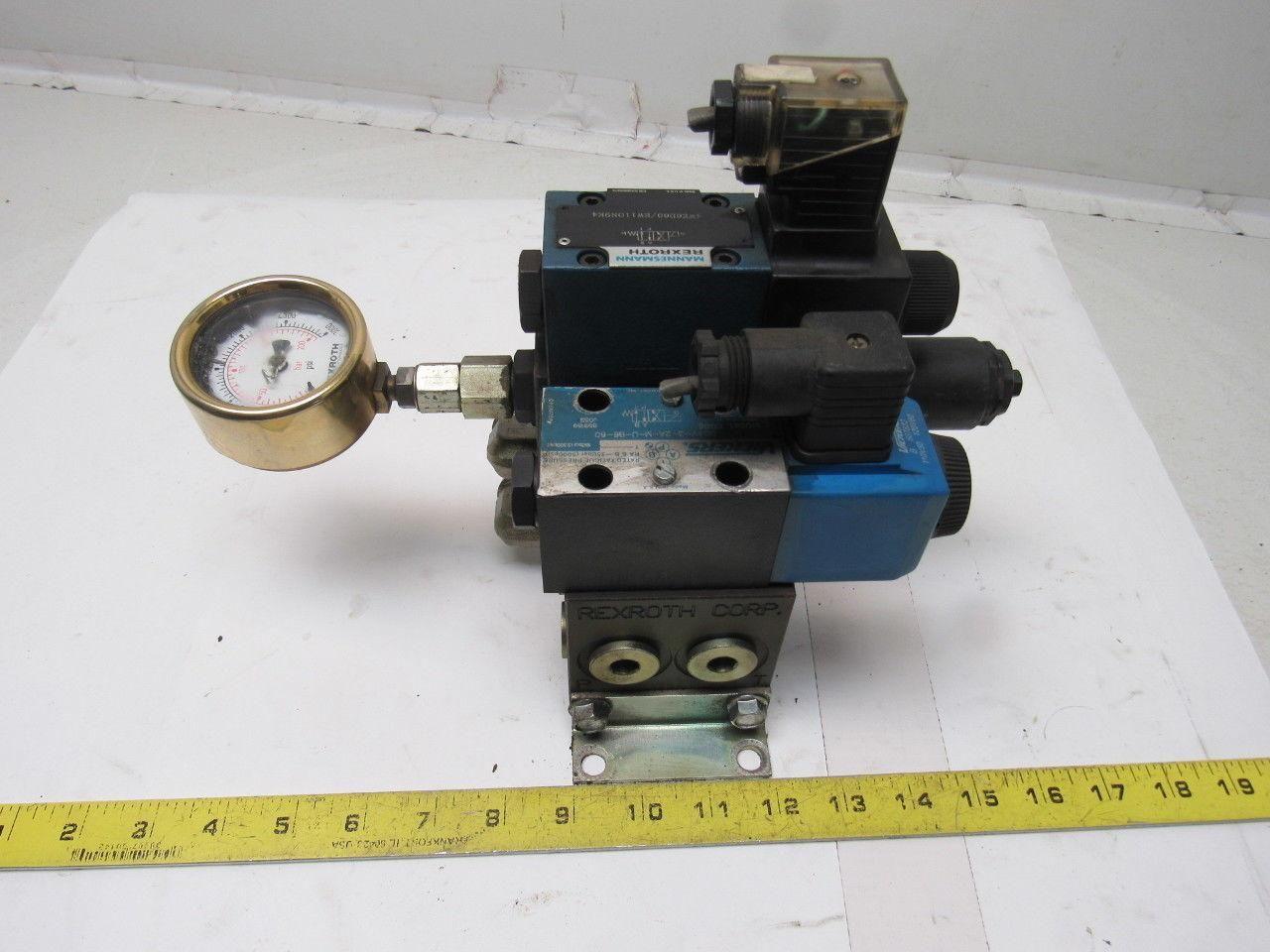 Rexroth 4WE6D60 4/2 Single Solenoid Regulated Valve Bank Manifold 110V Coil