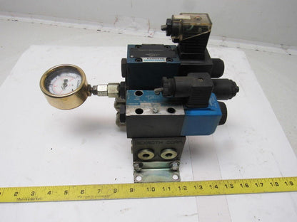 Rexroth 4WE6D60 4/2 Single Solenoid Regulated Valve Bank Manifold 110V Coil
