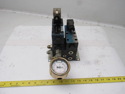 Rexroth 4WE6D60 4/2 Single Solenoid Regulated Valve Bank Manifold 110V Coil