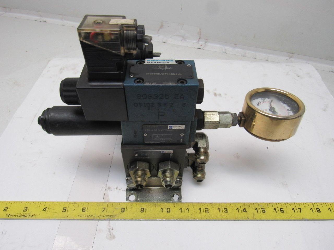 Rexroth 4WE6D60 4/2 Single Solenoid Regulated Valve Bank Manifold 110V Coil
