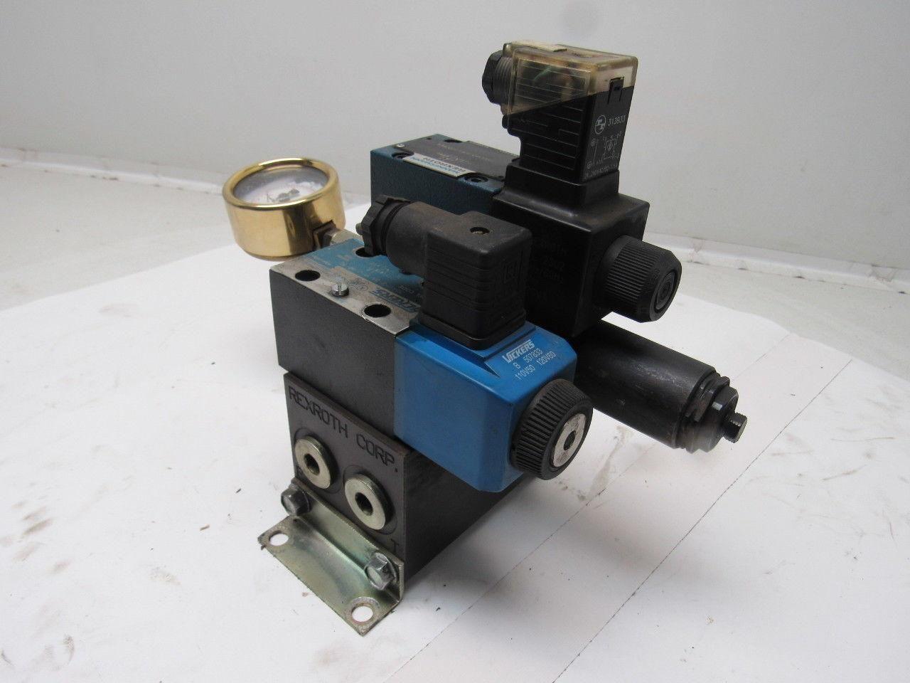 Rexroth 4WE6D60 4/2 Single Solenoid Regulated Valve Bank Manifold 110V Coil