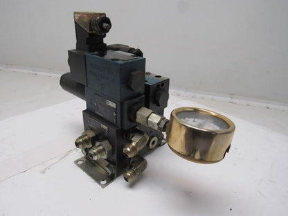 Rexroth 4WE6D60 4/2 Single Solenoid Regulated Valve Bank Manifold 110V Coil