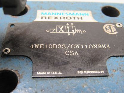 Rexroth 4WE10D33 4/2 Solenoid Operated Check W/ Manifold Assembly 110V Coil