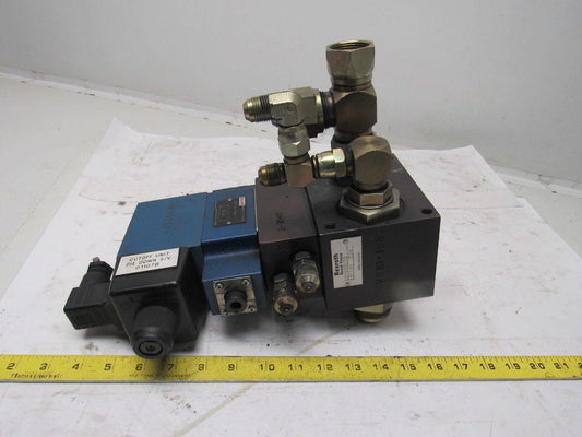 Rexroth 4WE10D33 4/2 Solenoid Operated Check W/ Manifold Assembly 110V Coil