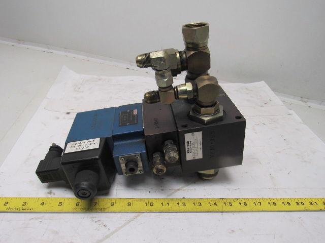 Rexroth 4WE10D33 4/2 Solenoid Operated Check W/ Manifold Assembly 110V Coil