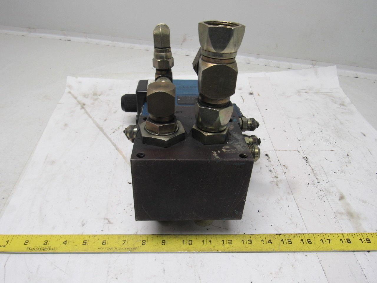 Rexroth 4WE10D33 4/2 Solenoid Operated Check W/ Manifold Assembly 110V Coil