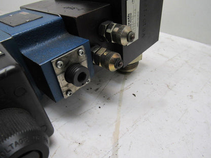 Rexroth 4WE10D33 4/2 Solenoid Operated Check W/ Manifold Assembly 110V Coil