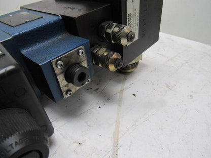 Rexroth 4WE10D33 4/2 Solenoid Operated Check W/ Manifold Assembly 110V Coil