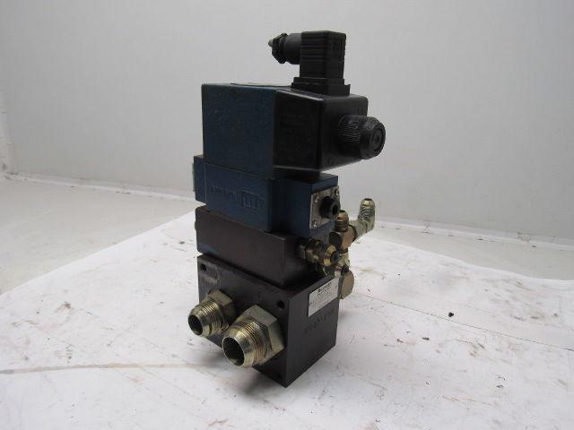 Rexroth 4WE10D33 4/2 Solenoid Operated Check W/ Manifold Assembly 110V Coil