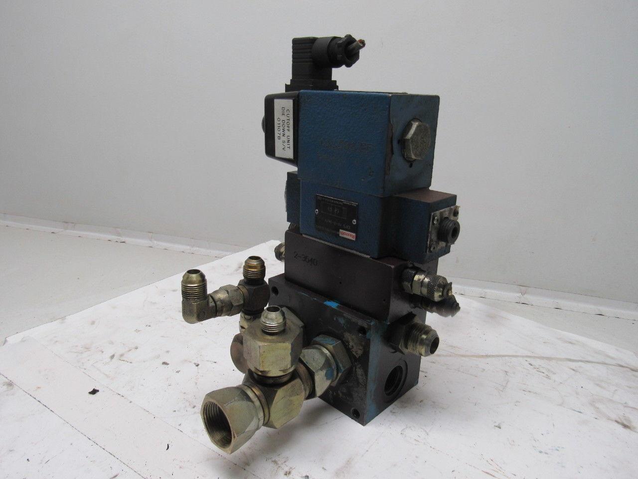 Rexroth 4WE10D33 4/2 Solenoid Operated Check W/ Manifold Assembly 110V Coil