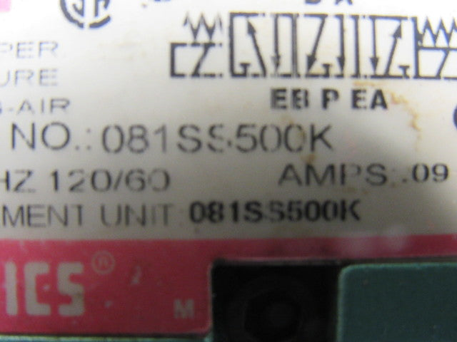 Numatics 081SS500K 5/3 Open Center regulated Valve Manifold Assembly 110V Col