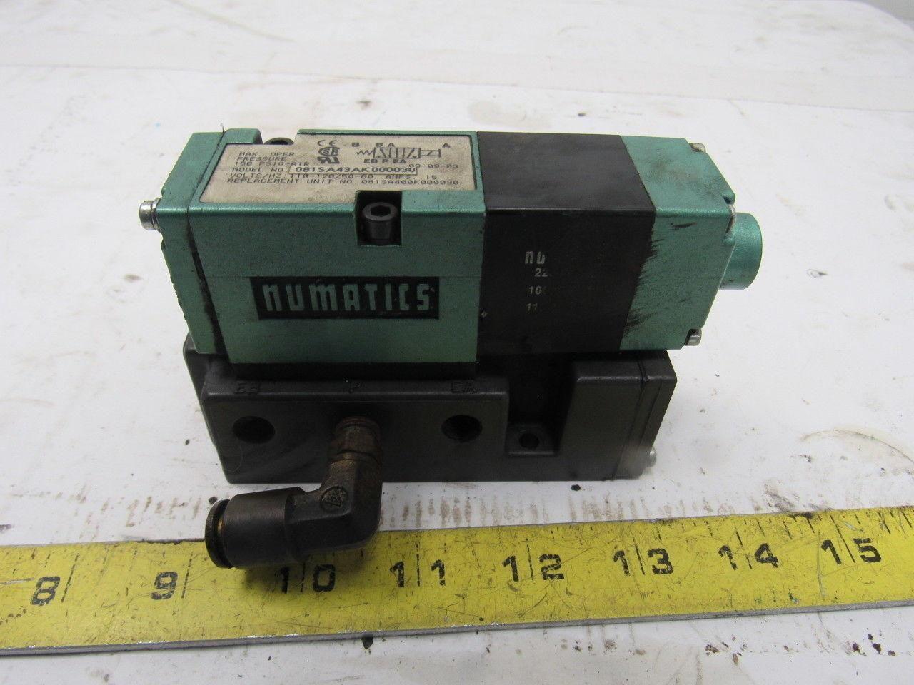 Numatics 081SA43AK000030 2/4  Solenoid Operated Spring Return Valve 110V Coil